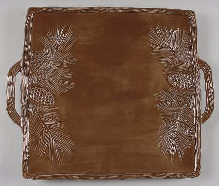 Pineta Acorn Brown 14" Square Platter