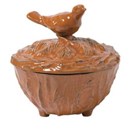 Pineta Fox Red 8" Footed Covered Bowl