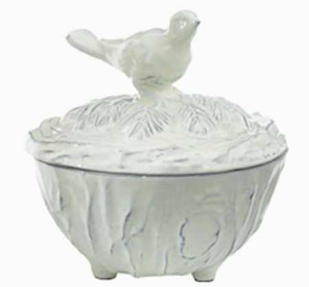 Pineta Winter White 8" Footed Covered Bowl