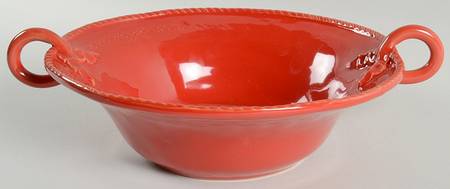 Bellezza Tomato Red 11" Round Handled Bowl