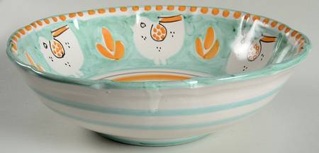 Campagna Chicken (Green, Orange Dots) 12" Round Serving Bowl