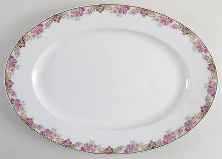 222 (Floral Edge) 15" Oval Serving Platter