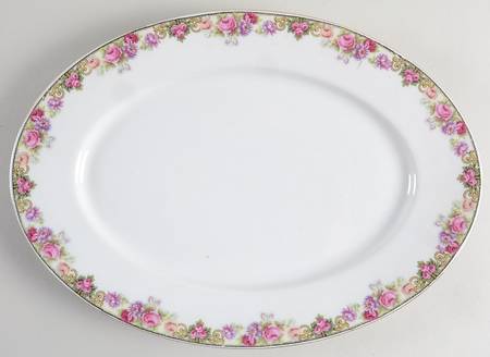 222 (Floral Edge) 12" Oval Serving Platter
