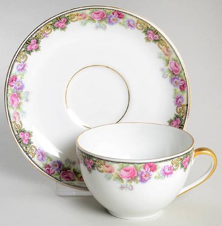 222 (Floral Edge) Flat Cup & Saucer Set