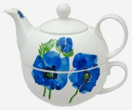 Indigo Garden Individual Teapot & Lid with Cup