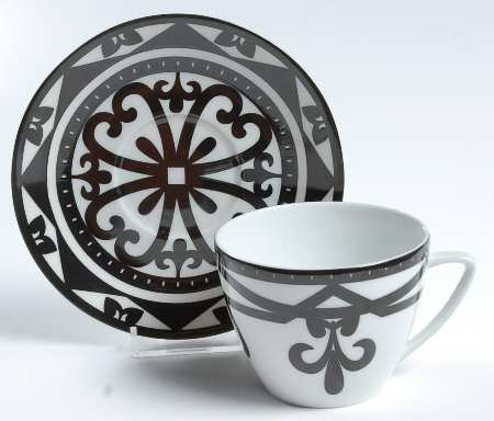 Rialto Black Flat Cup & Saucer Set