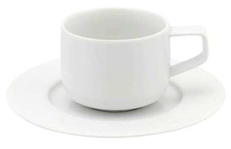 Silk Road White Flat Cup & Saucer Set
