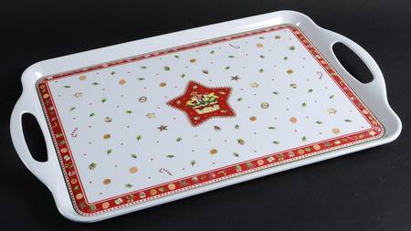 Winter Bakery Delight 19" Rectangular Handled Serving Melamine Tray