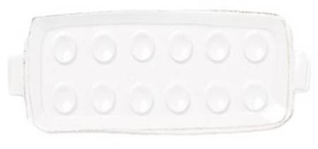 Lastra White (Bright White Glaze) Rectangular Egg Holder Tray (Holds 12)