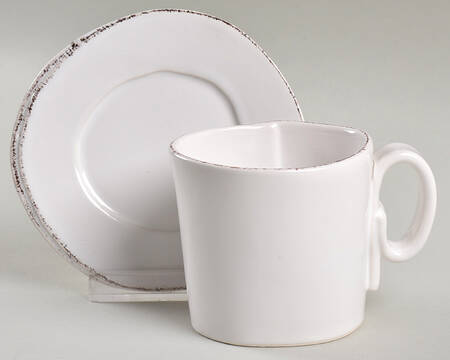 Lastra White (Bright White Glaze) Espresso Cup and Saucer Set