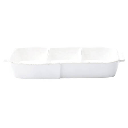 Lastra White (Bright White Glaze) Melamine 3-Part Relish