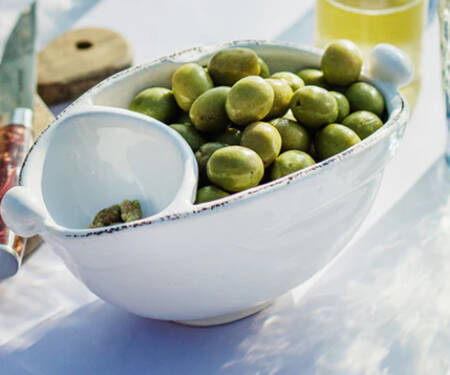 Lastra White (Bright White Glaze) Olive Dish