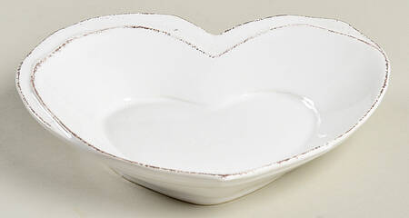 Lastra White (Bright White Glaze) Heart Shaped Dish by Vietri (Italy)