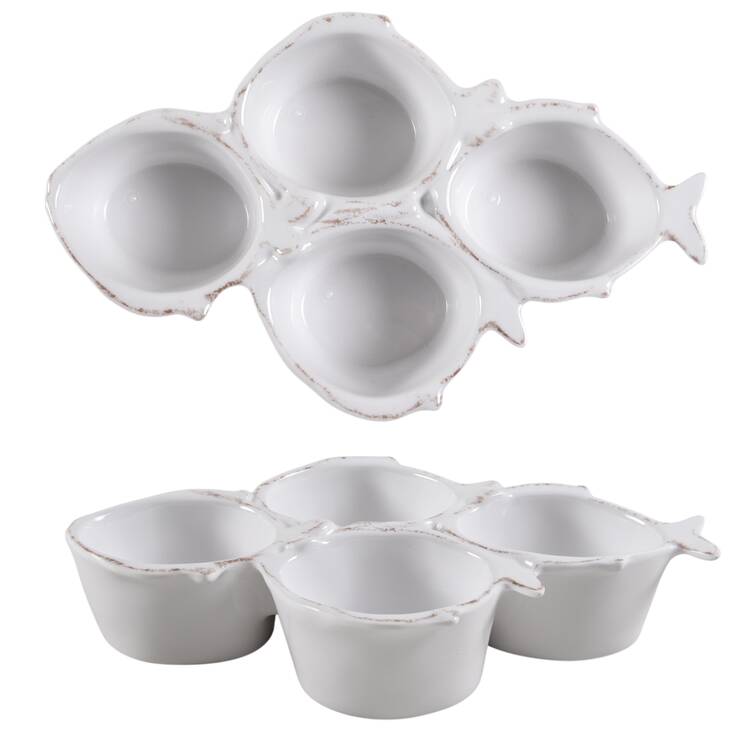 Lastra Fish Melamine 4-Part Relish by Vietri (Italy)