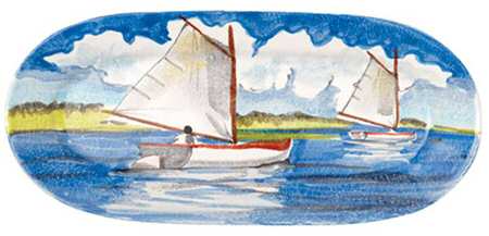 Sailboats 16" Oval Serving Platter