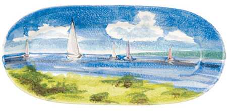 Sailboats 16" Oval Serving Platter