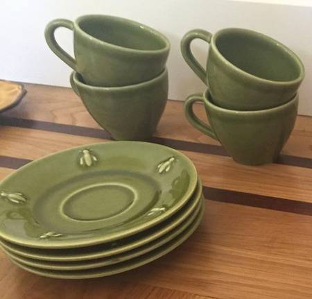 Cigale Green Flat Cup & Saucer Set