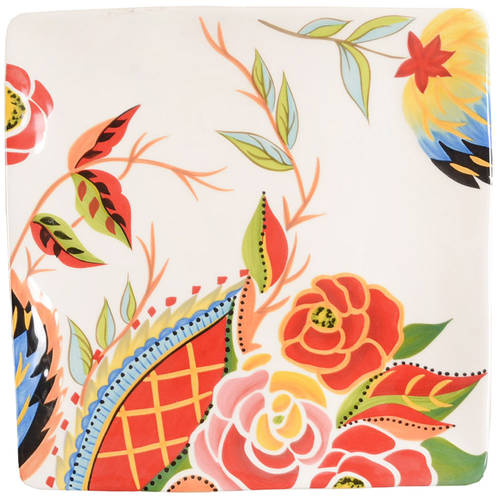 Rose Print Square Salad Plate