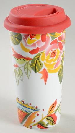 Rose Print Travel Tumbler & Silicone/Plastic Lid