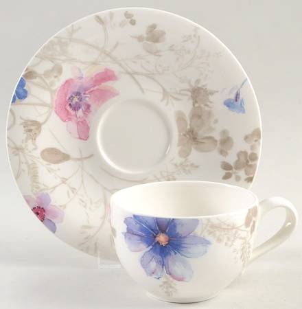 Mariefleur Grey Flat Cup & Saucer Set