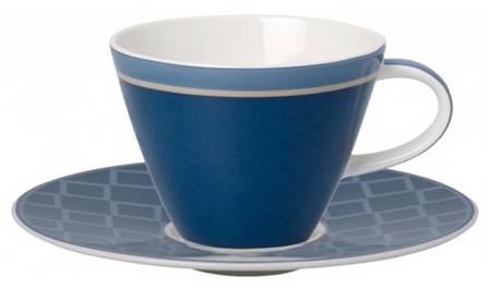Caffe Club Uni Cornflower Blue Flat Cup & Saucer Set