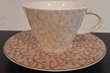 Caffe Club Floral Vanilla Flat Cup & Saucer Set