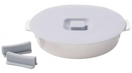 Clever Cooking (Cooking Elements) 9" Round Baker w/Silicone Lid & (2)Handle Grips