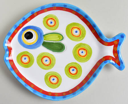 Fish Fish (Circles, Dots, Stripe Design Fish) Dinner Plate