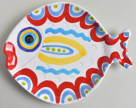 Fish Fish (Circles, Dots, Stripe Design Fish) Dinner Plate