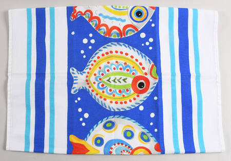 Fish Fish (Circles, Dots, Stripe Design Fish) Cloth Dish Towel