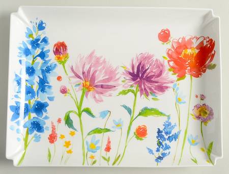 Anmut Flowers Rectangular Tray 11"