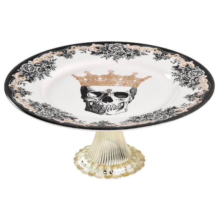 Skull Cake Stand with 4"-5" Metal Pedestal  Hc