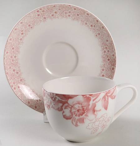 Floreana Red Flat Cup & Saucer Set