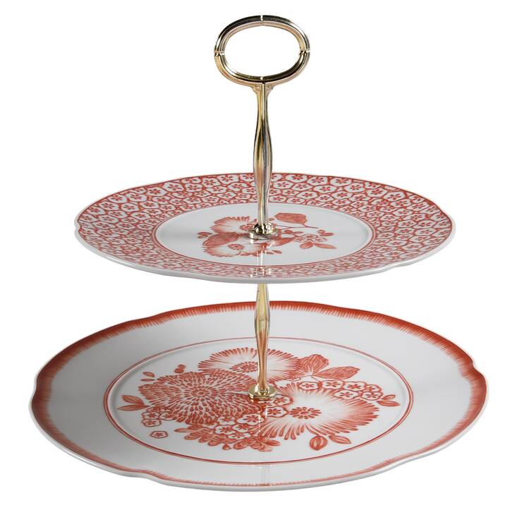Coralina 6 5/8"-10"  2 Tiered Serving Tray (Dp, Sp) HC