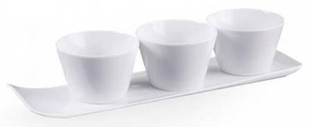 New Fresh Condiment Set-3 Open Bowls & Tray