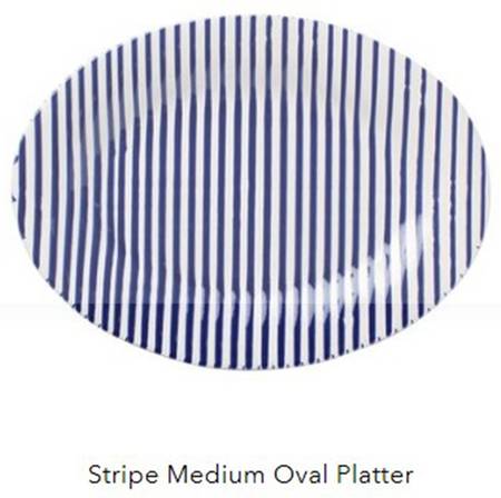 Net and Stripe 17" Oval Serving Platter