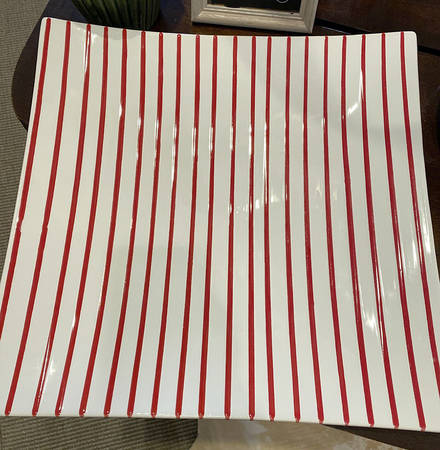 Net and Stripe 16" Square Serving Platter