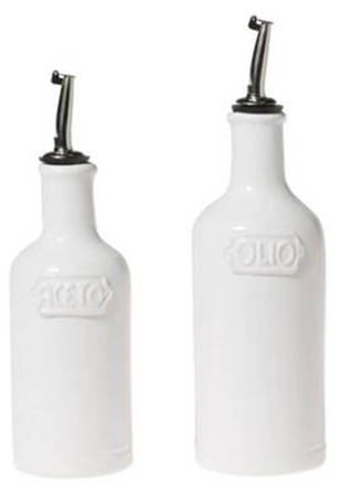 Fresh White Oil & Vinegar Jars with Drizzle Spouts