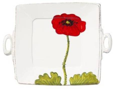 Lastra Poppy 13" Square Handled Platter