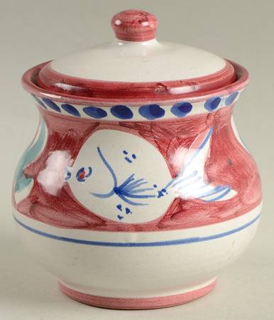 Pesce Red Sugar Bowl & Lid