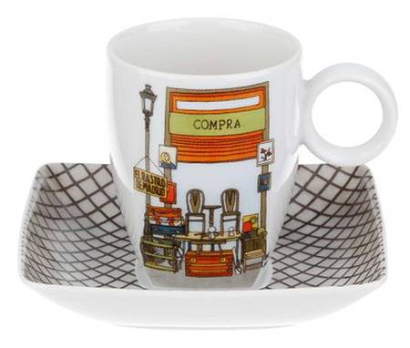Alma de Madrid Flat Demitasse Cup & Saucer Set