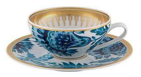 Gold Exotic Flat Cup & Saucer Set
