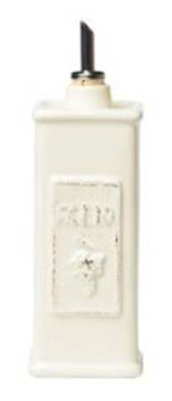 Lastra Linen (Light Cream-Off White Glaze) Vinegar Jar & Drizzle Spout