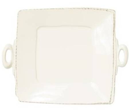 Lastra Linen (Light Cream-Off White Glaze) 13" Square Handled Platter
