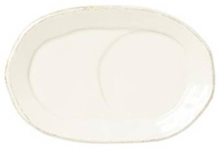 Lastra Linen (Light Cream-Off White Glaze) Oval Snack Tray
