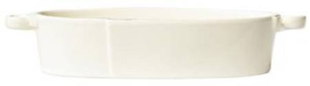 Lastra Linen (Light Cream-Off White Glaze) 15" Oval Baker