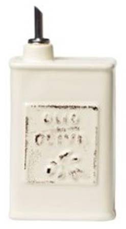 Lastra Linen (Light Cream-Off White Glaze) Oil Jar & Drizzle Spout