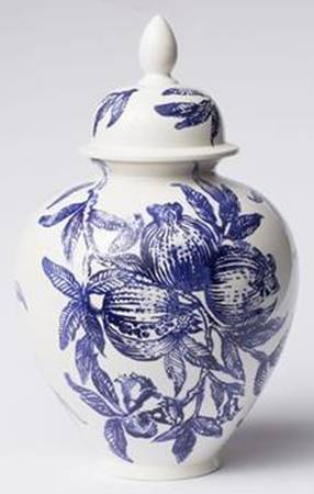 Melagrana Blu Large Ginger Jar & Lid