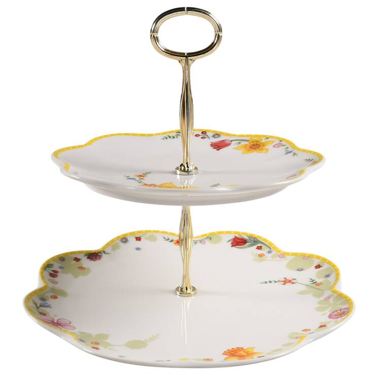 Spring Awakening 6 5/8"-10"  2 Tiered Serving Tray (Dp, Sp) HC
