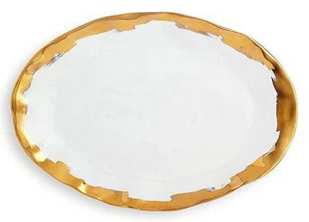 Gold Brushstroke 17" Oval Serving Platter